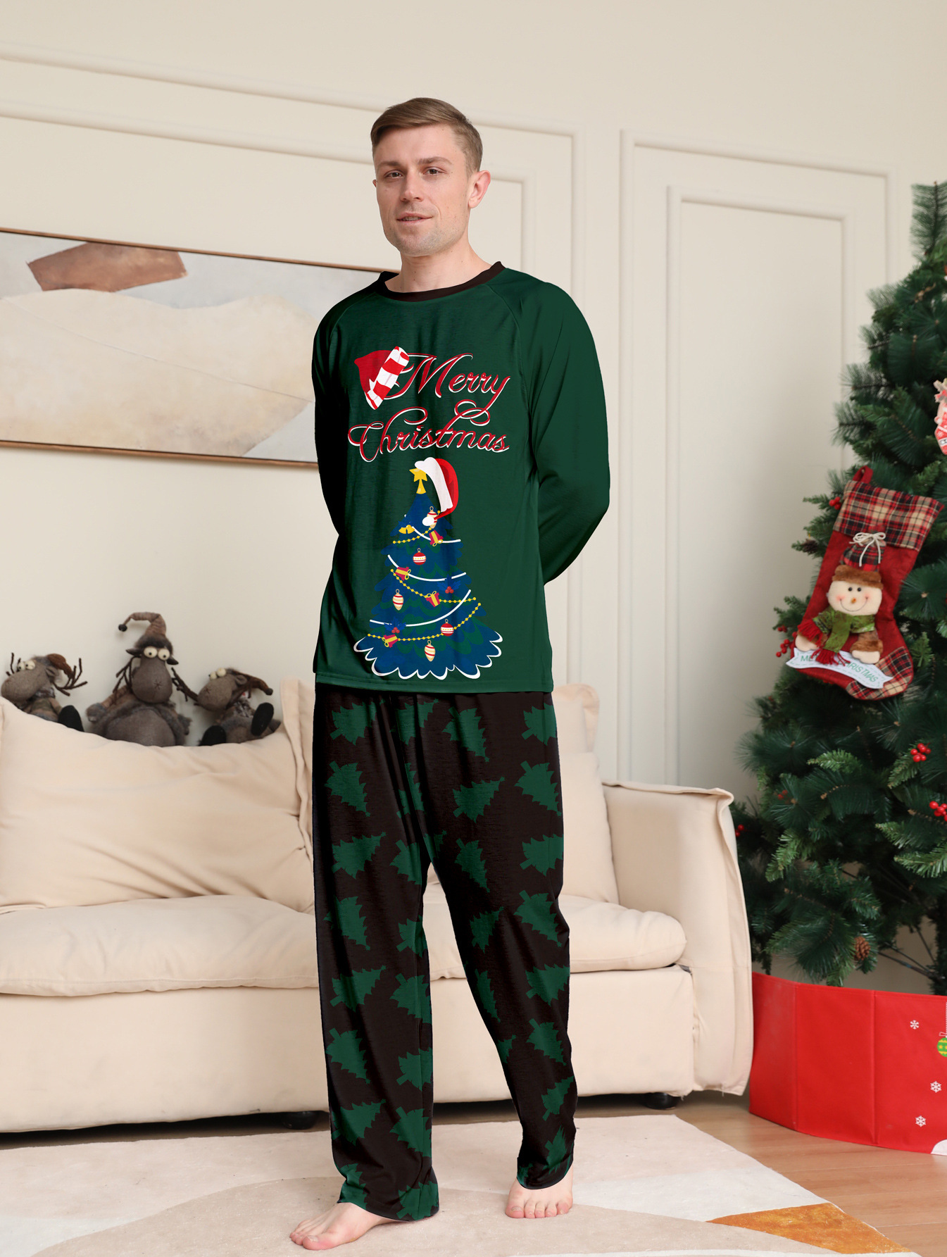 Matching Christmas Pajamas Tree Long-sleeve Pajamas Sets