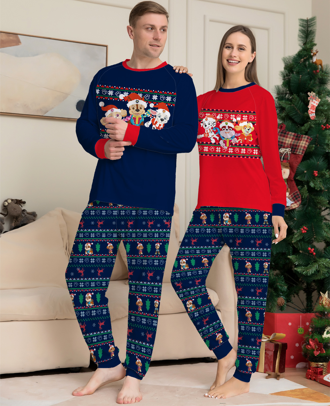 Matching Christmas Pajamas Cartoon Long-sleeve Pajamas Sets