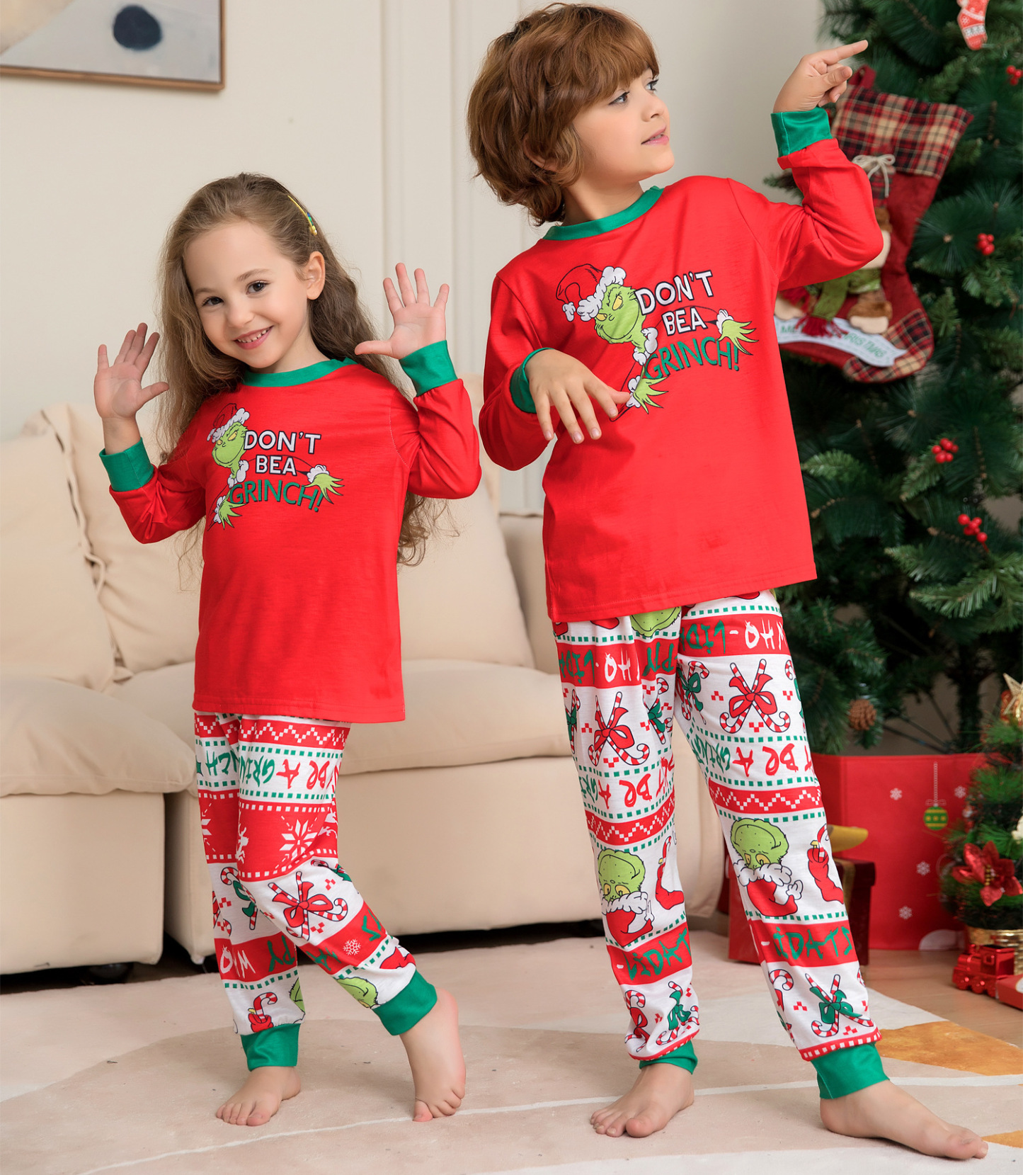 Matching Christmas Pajamas  Monster Letter Long-sleeve Pajamas Sets