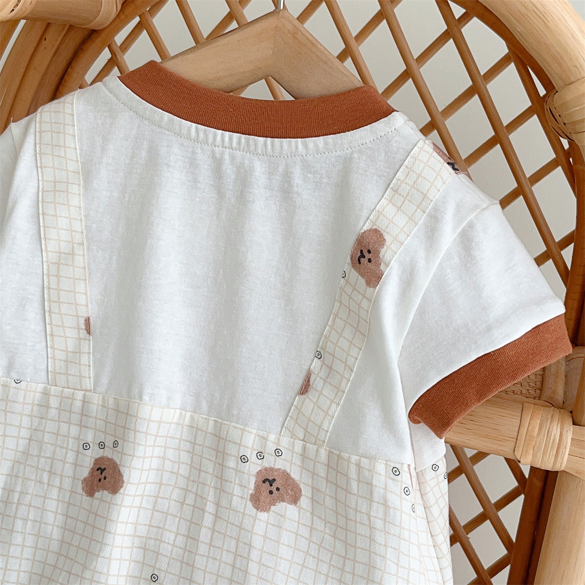 Cartoon Bear-themed Fake Two  Piece Romper