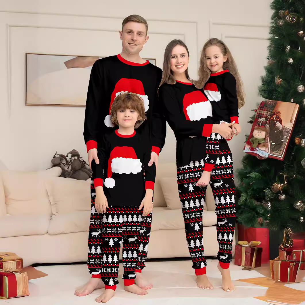 Matching Christmas Pajamas Christmas Hat Long-sleeve Pajamas Sets