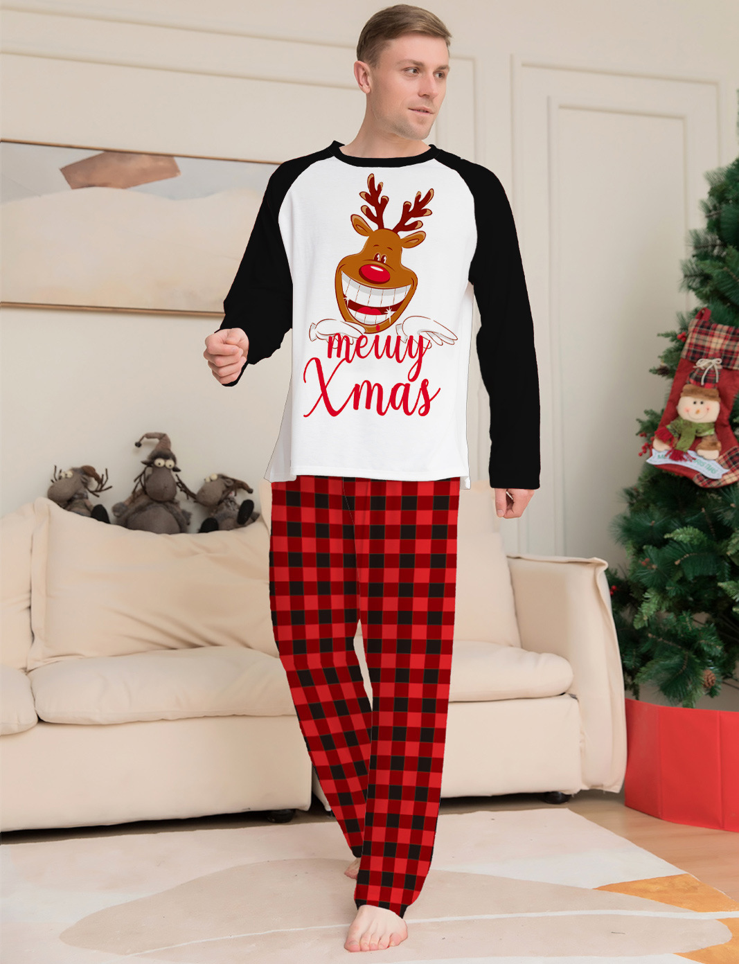 Matching Christmas Pajamas Deer Letter Long-sleeve Pajamas Sets