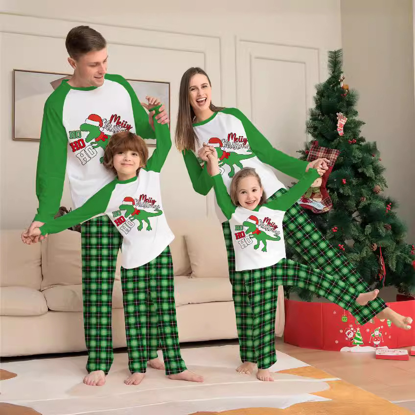 Matching Christmas Pajamas Cartoon Letter Long-sleeve Pajamas Sets