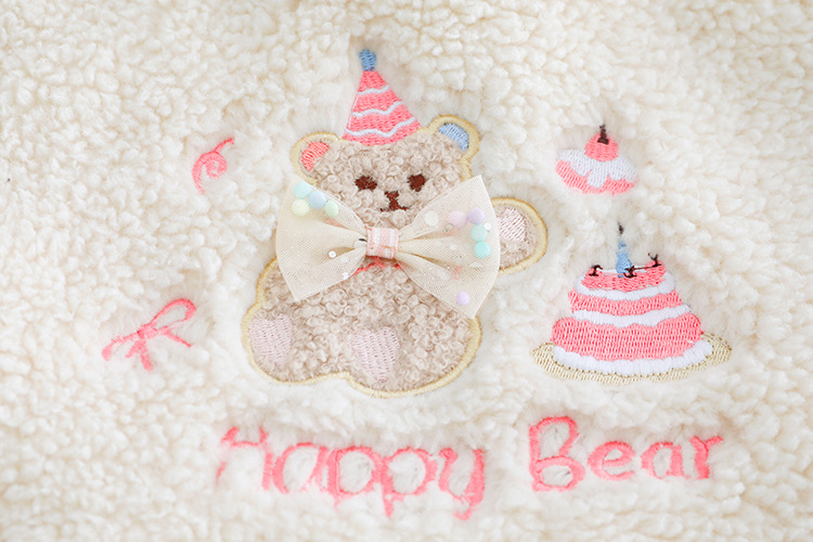 2pcs Toddler Gril Fluff Bear Top and Pant Set