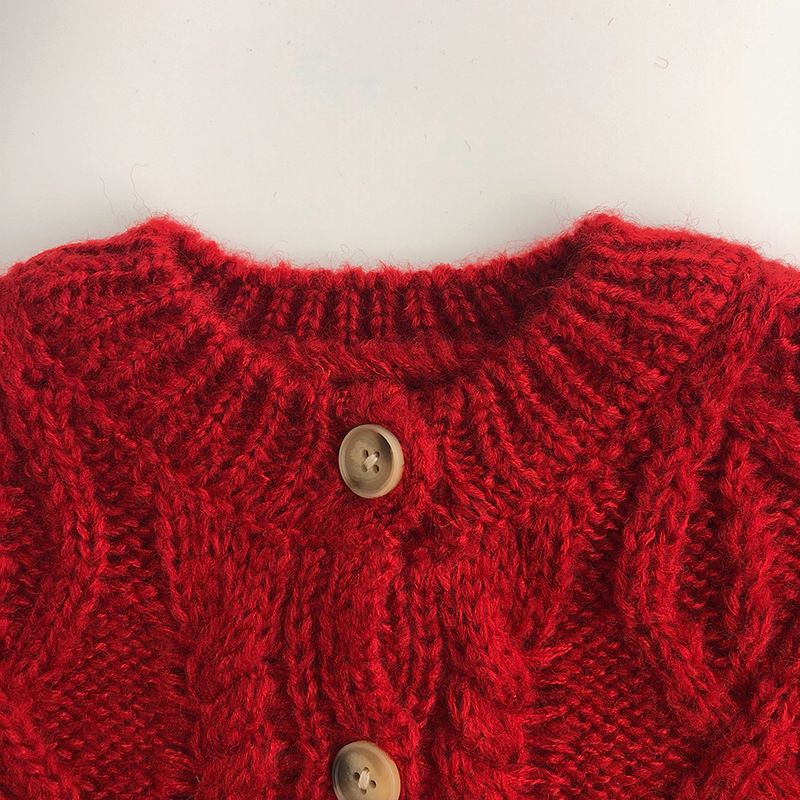 Baby Twist Red Knitted Cardigan