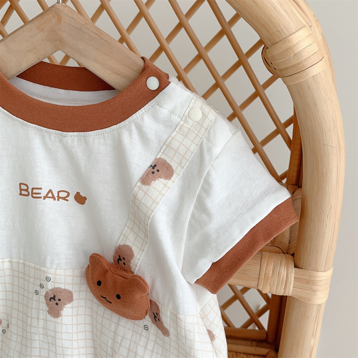 Cartoon Bear-themed Fake Two Piece Romper