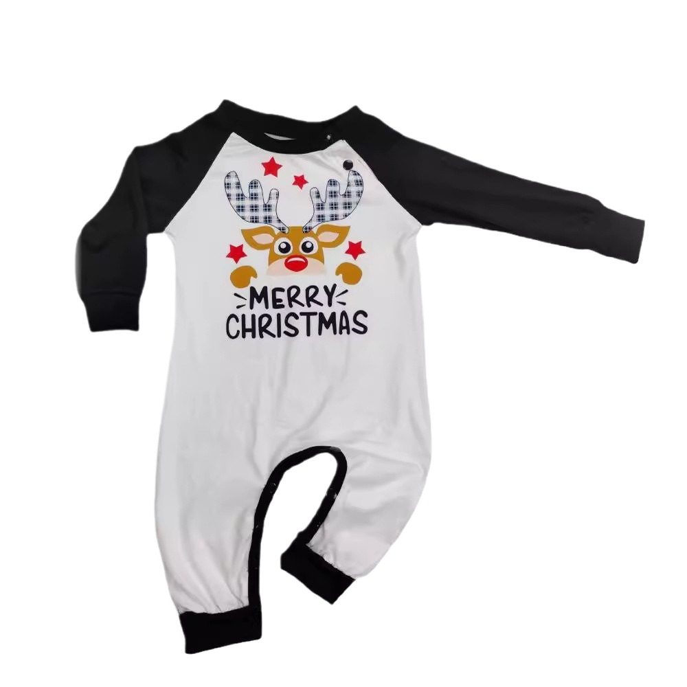 Matching Christmas Pajamas Cartoon Letter Long-sleeve Pajamas Sets
