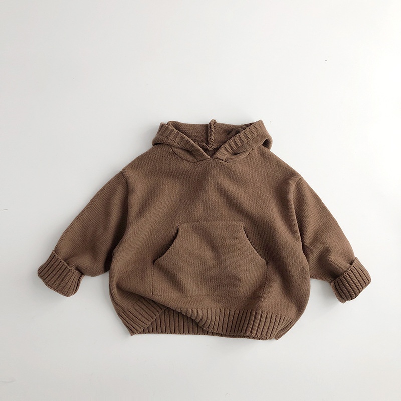 Baby Vintage Casual Even Knit Hooded Sweater