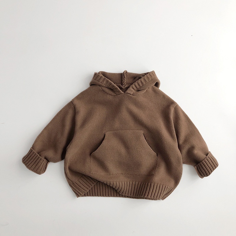 Baby Vintage Casual Even Knit Hooded Sweater
