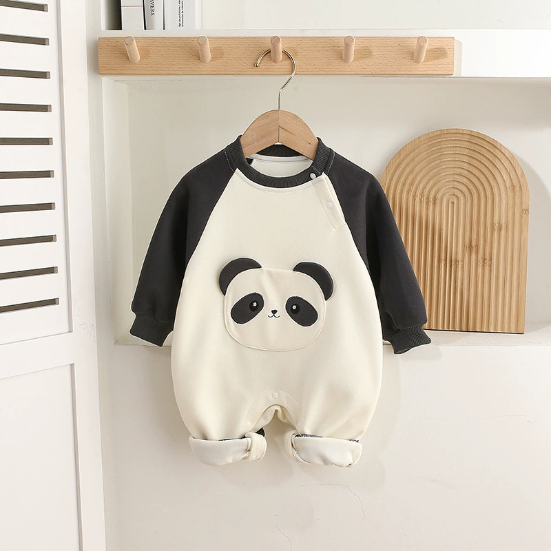 Baby Panda Raglan Sleeved Long Sleeve Romper