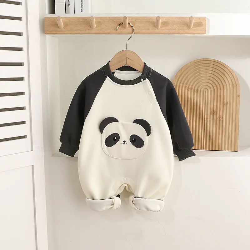 Baby Panda Raglan Sleeved Long Sleeve Romper