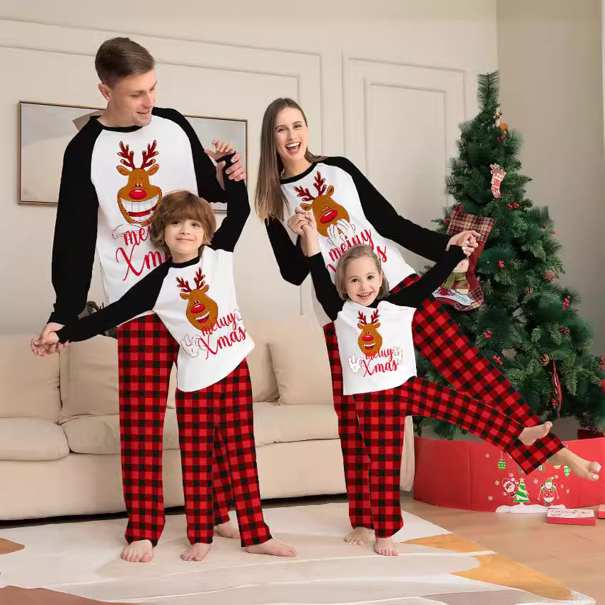 Matching Christmas Pajamas Deer Letter Long-sleeve Pajamas Sets