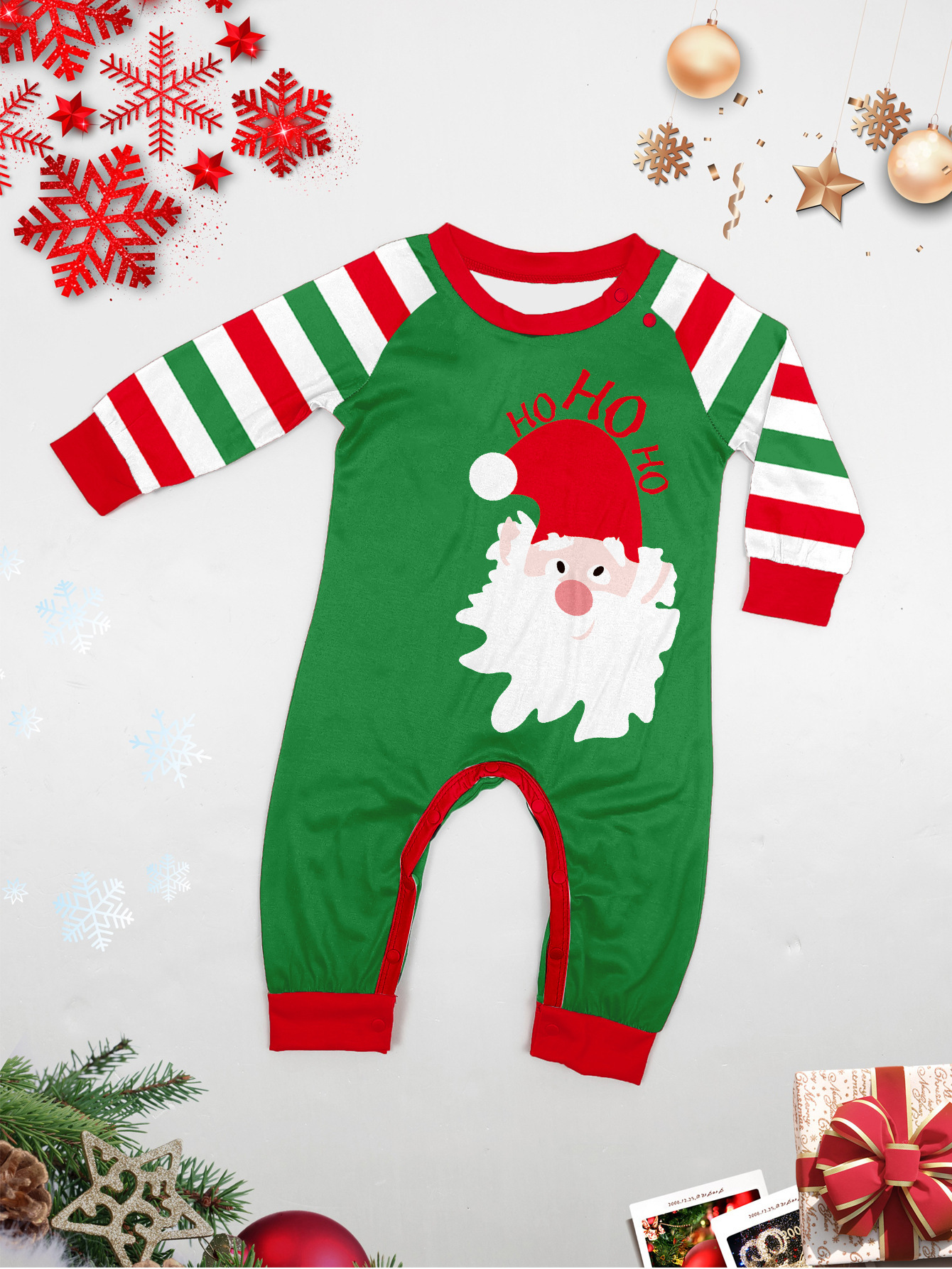 Matching Christmas Pajamas Santa Stripe Long-sleeve Pajamas Sets