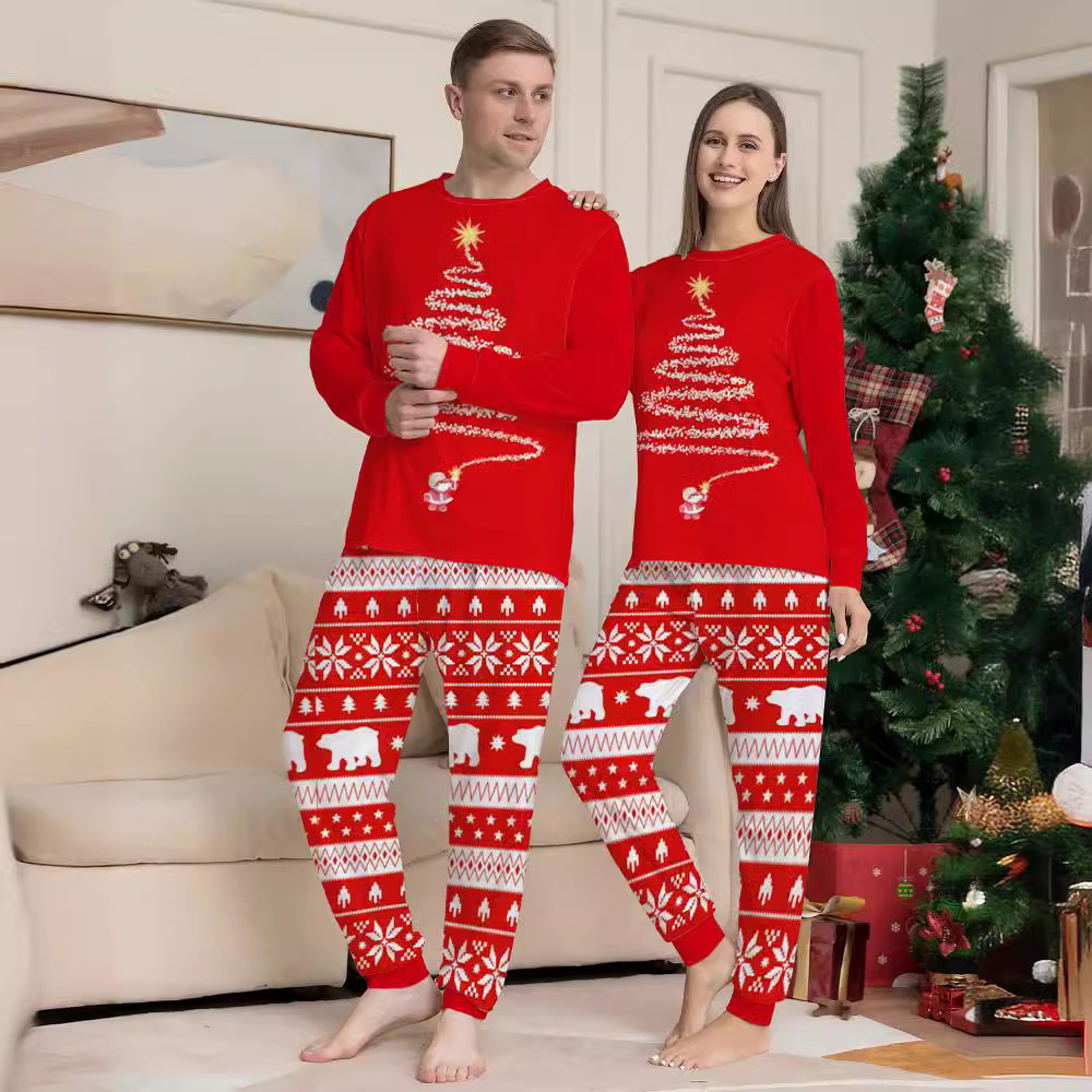 Matching Christmas Pajamas Tree Print Long-sleeve Pajamas Sets