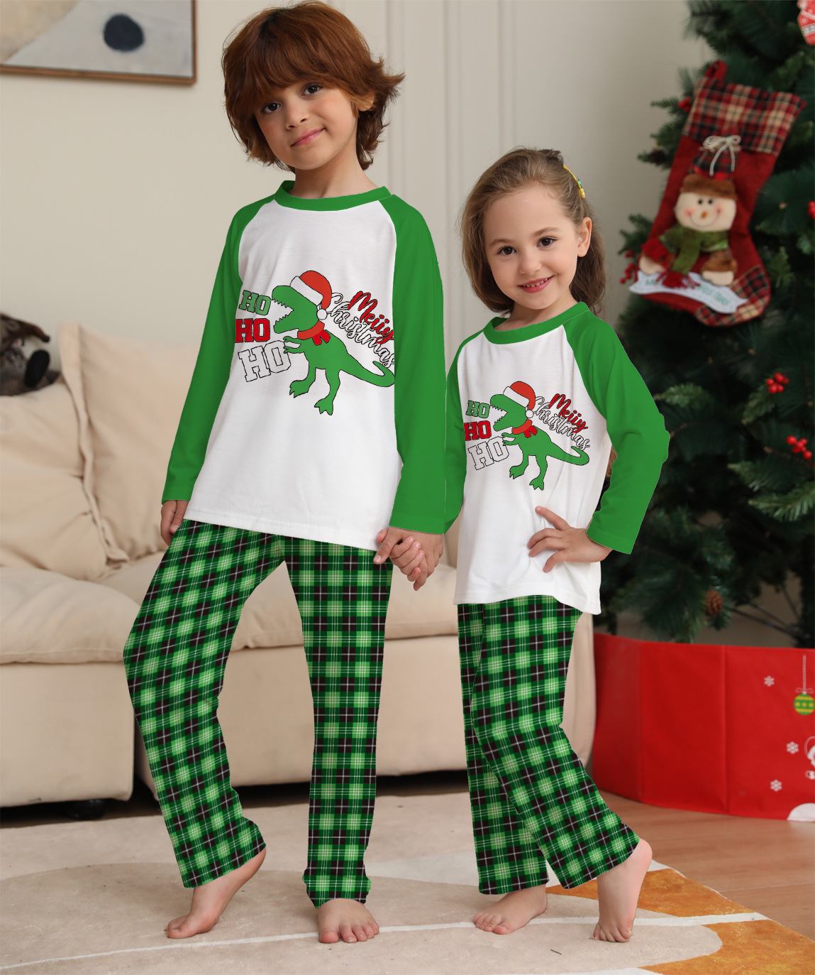 Matching Christmas Pajamas Cartoon Letter Long-sleeve Pajamas Sets