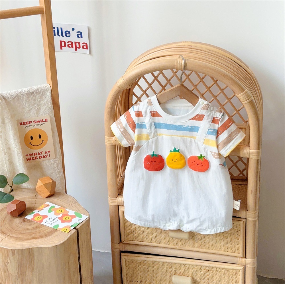 Candy Color Tomato Short Sleeve Baby Romper
