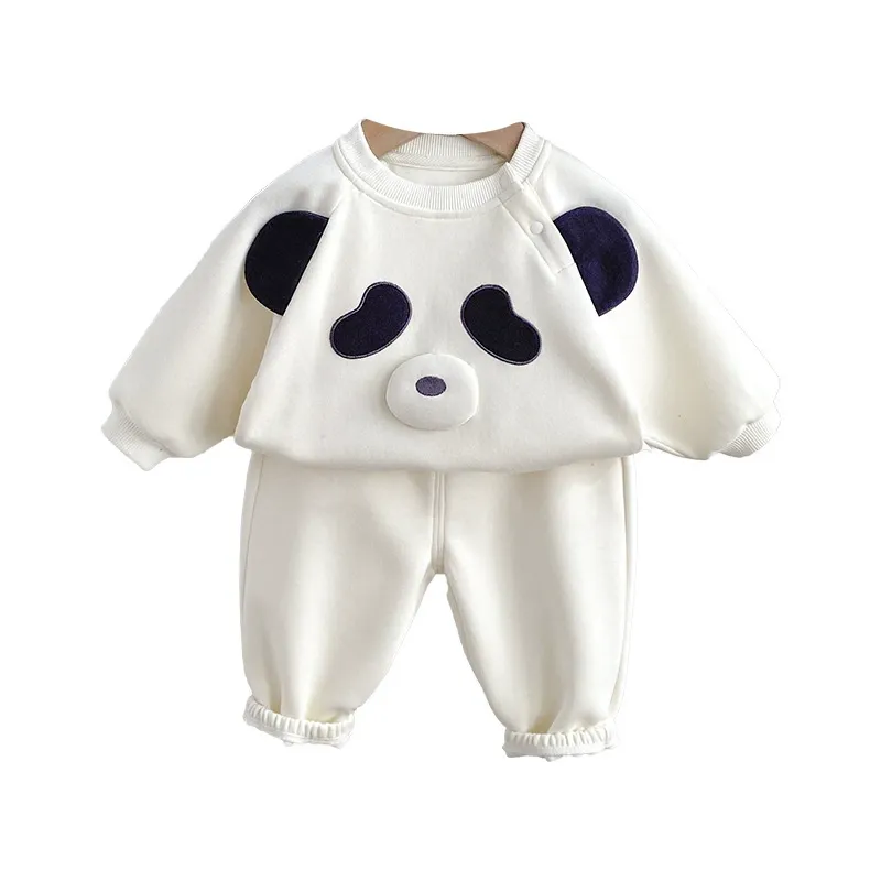 2pcs Panda-themed Sweatshirt and Pants Set