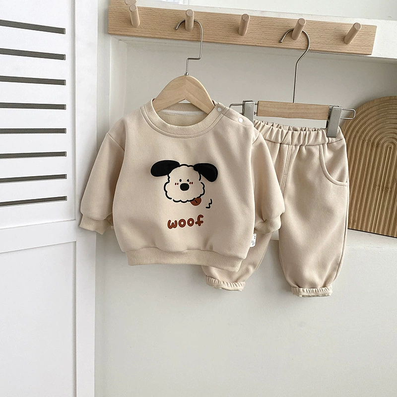 2pcs Toddlers Dog Print Sweatshirt and Pants Set