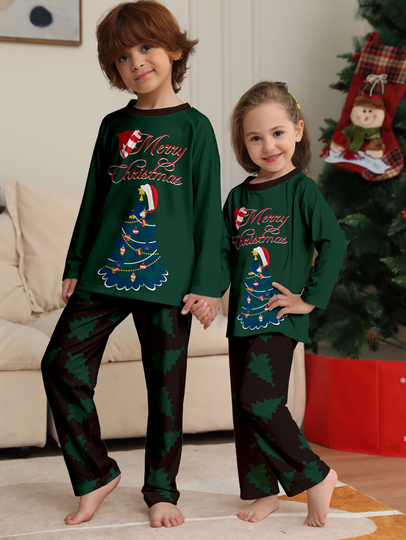 Matching Christmas Pajamas Tree Long-sleeve Pajamas Sets