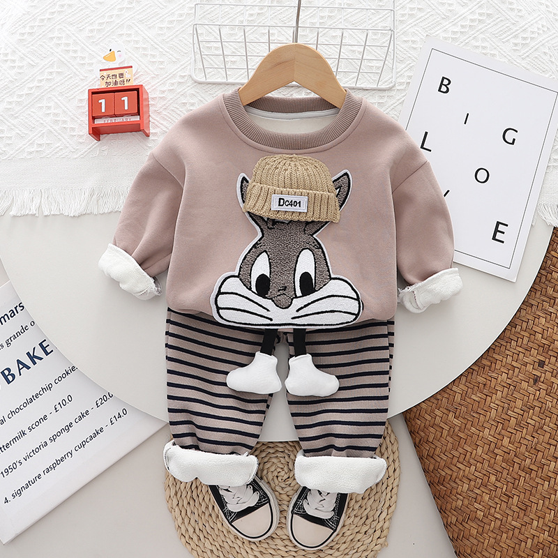 2pcs Toddler Boy Cute Bunny Top and Pant Set