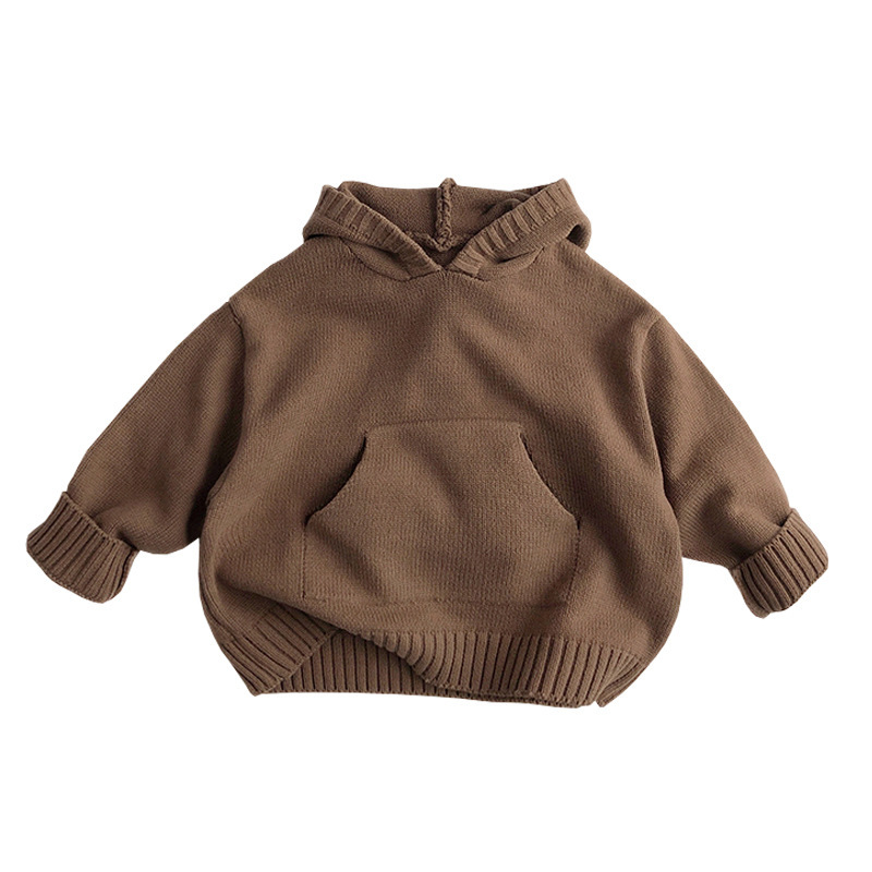 Baby Vintage Casual Even Knit Hooded Sweater