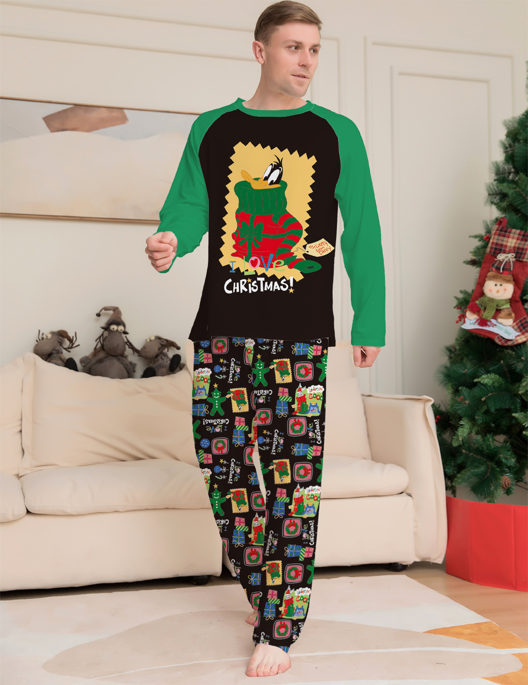 Matching Christmas Pajamas Lovely Cartoon Long-sleeve Pajamas Sets