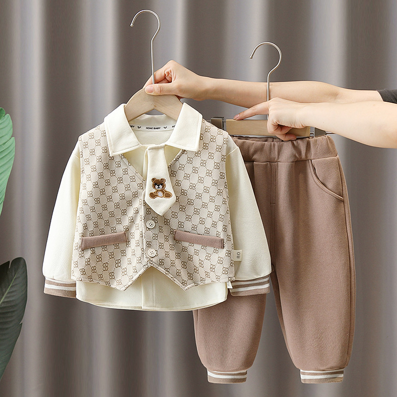3pcs Toddler Boy Letter Vest Top and Pant Set