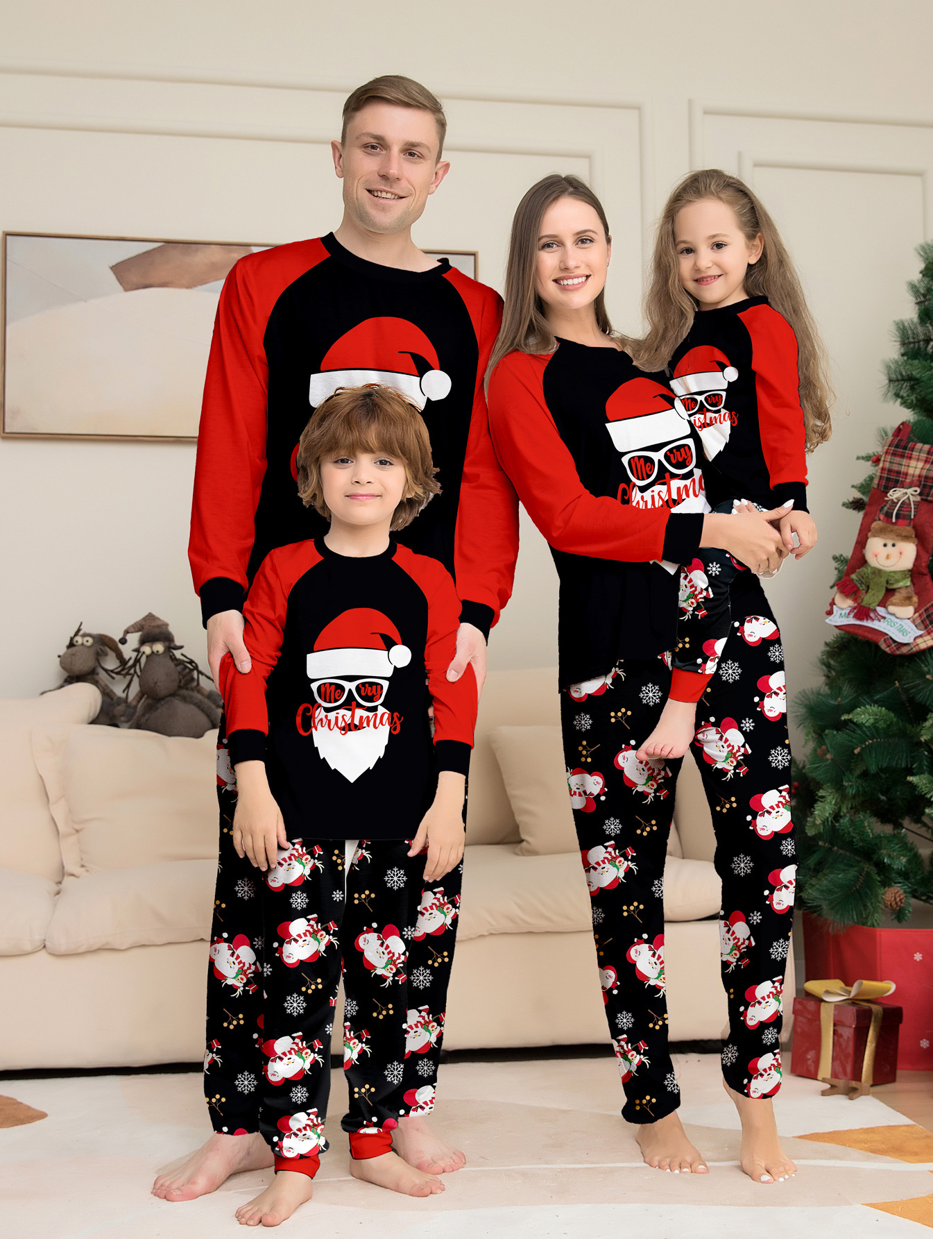 Matching Christmas Pajamas Santa Claus Letter Long-sleeve Pajamas Sets