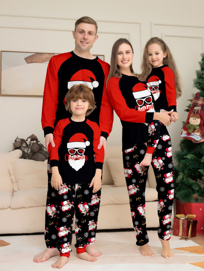 Matching Christmas Pajamas Santa Claus Letter Long-sleeve Pajamas Sets