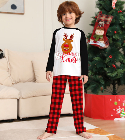 Matching Christmas Pajamas Deer Letter Long-sleeve Pajamas Sets
