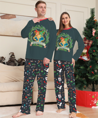 Matching Christmas Pajamas Hogwarts Long-sleeve Pajamas Sets