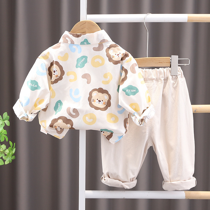 2pcs Toddler Boy Cute Lion Top and Pant Set