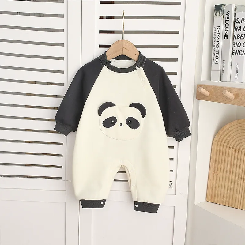 Baby Panda Raglan Sleeved Long Sleeve Romper