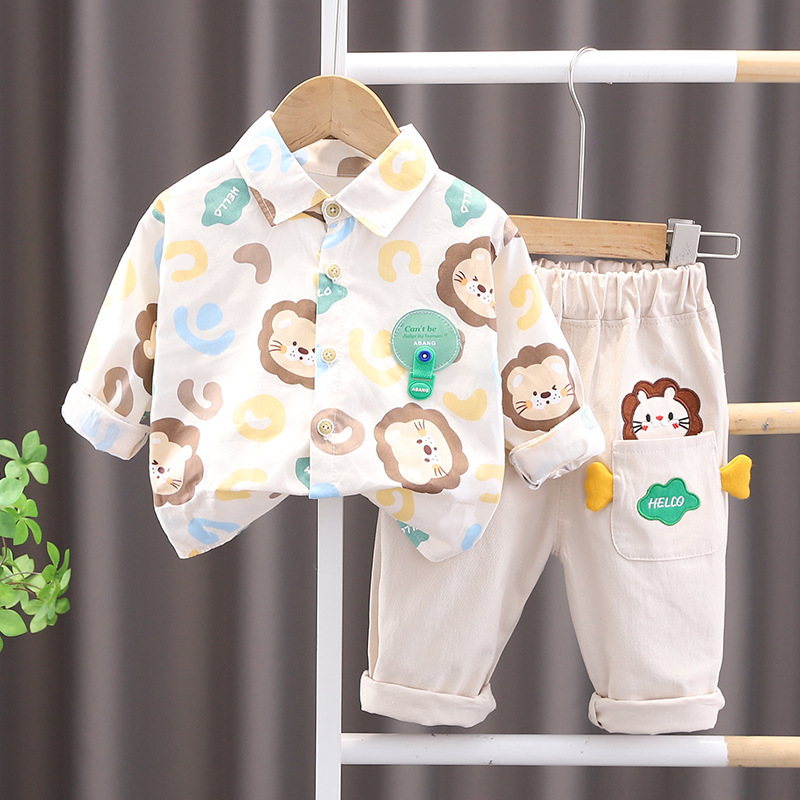 2pcs Toddler Boy Cute Lion Top and Pant Set