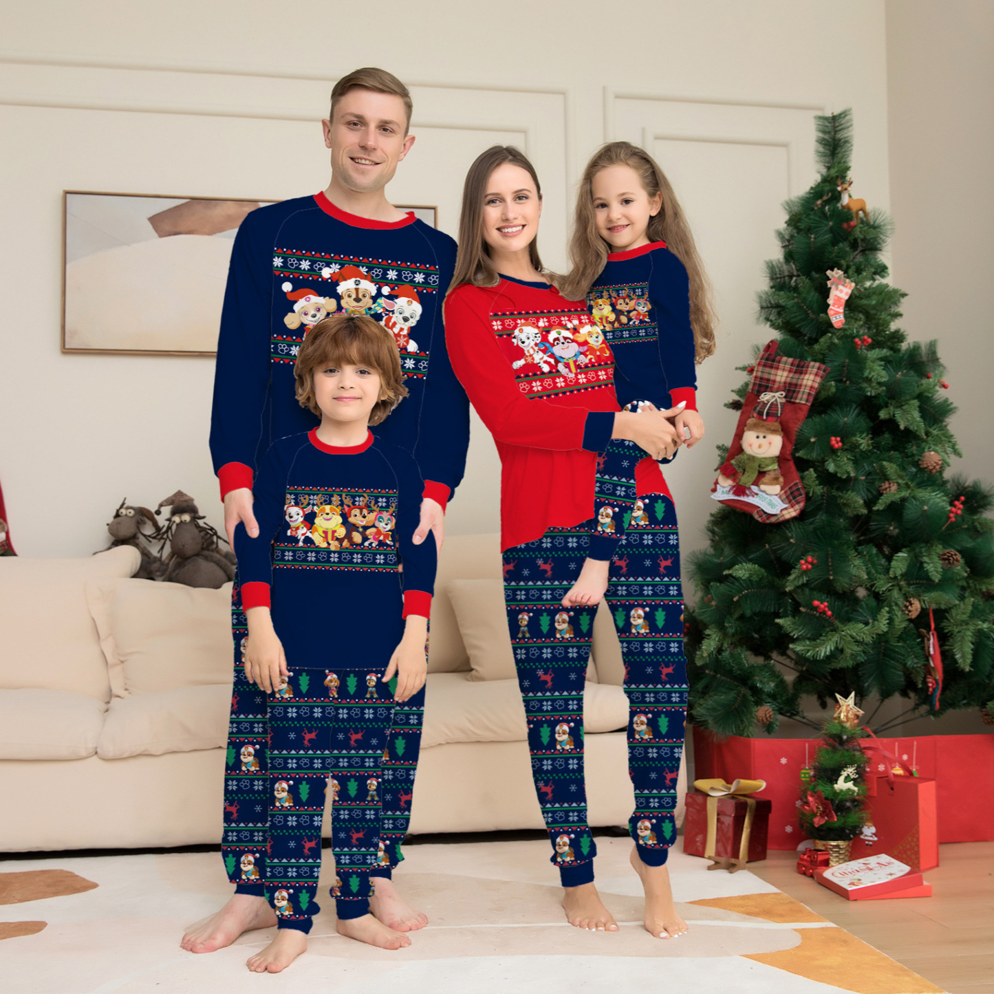 Matching Christmas Pajamas Cartoon Long-sleeve Pajamas Sets