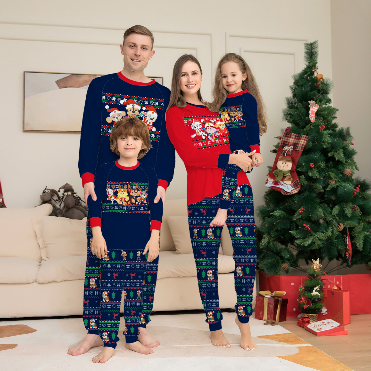 Matching Christmas Pajamas Cartoon Long-sleeve Pajamas Sets
