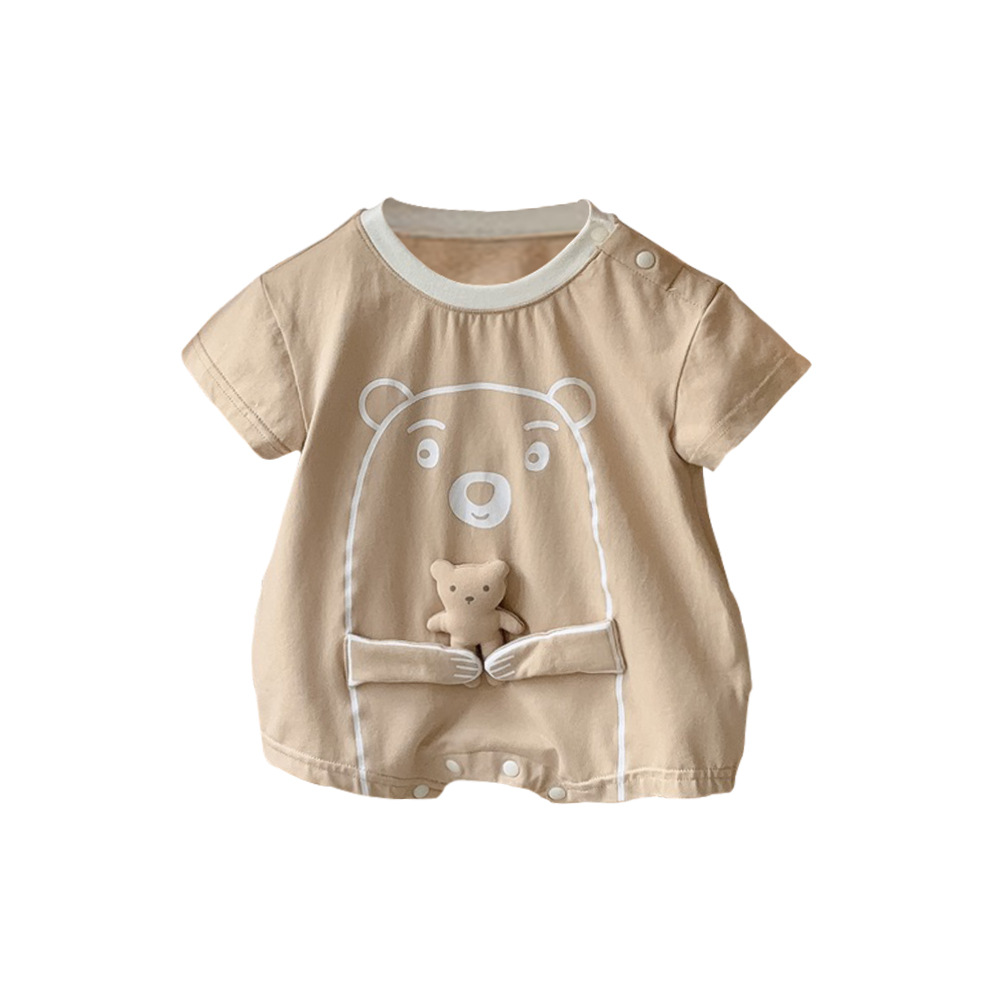 Bear and Cub Print Short-sleeved Baby Romper