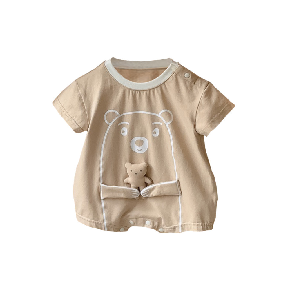 Bear and Cub Print Short-sleeved Baby Romper