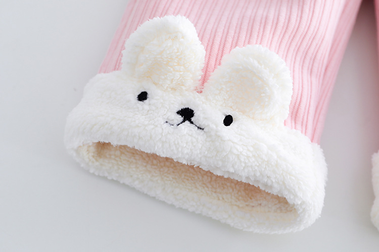 2pcs Toddler Gril Fluff Bear Top and Pant Set