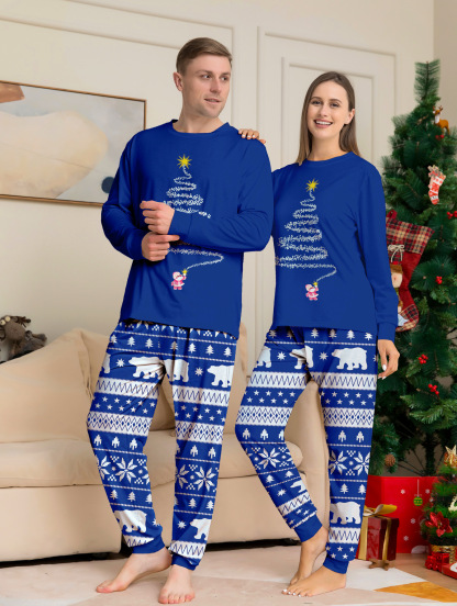 Matching Christmas Pajamas Tree Print Long-sleeve Pajamas Sets