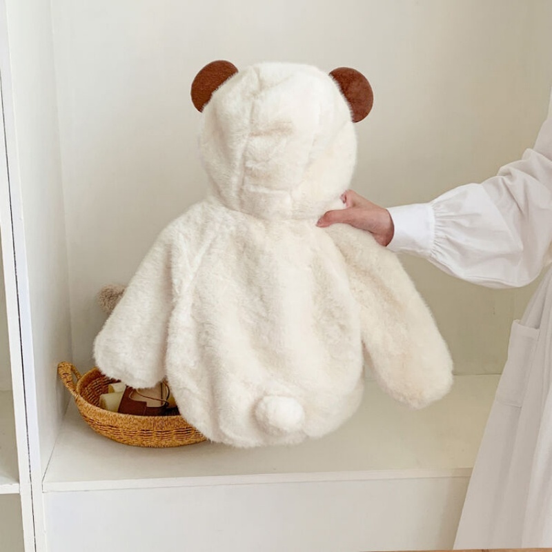 Baby Girl Hooded Bear Padded Thickened Warm Jacket Top