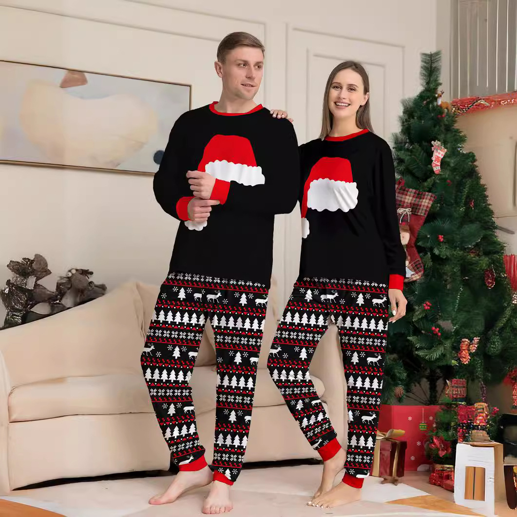 Matching Christmas Pajamas Christmas Hat Long-sleeve Pajamas Sets
