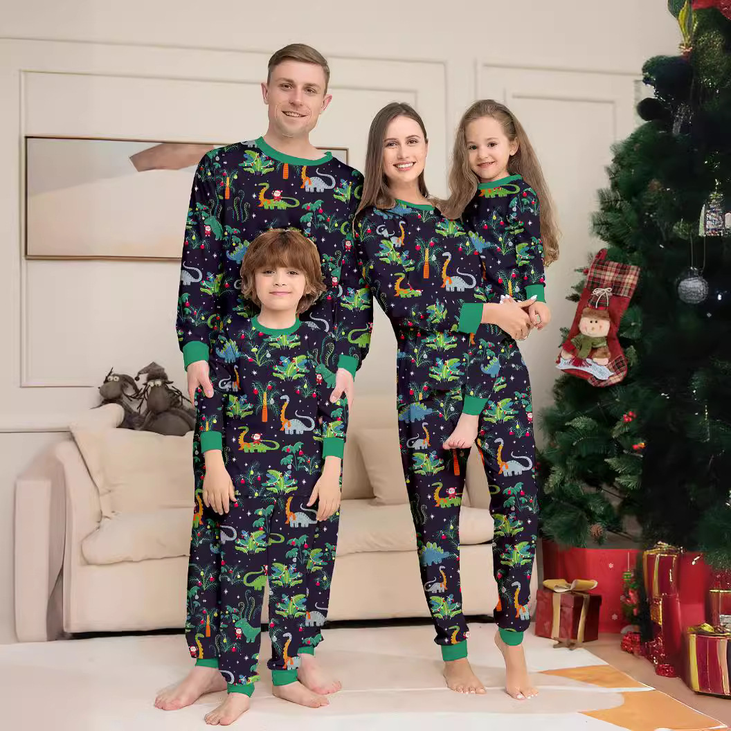 Matching Christmas Pajamas Dinosaurs Long-sleeve Pajamas Sets