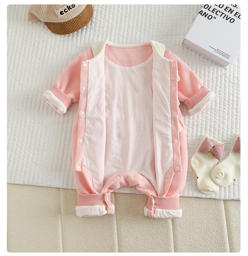 Baby Girl Bunny Themed with Rabbit Shaped Buttons Rompers