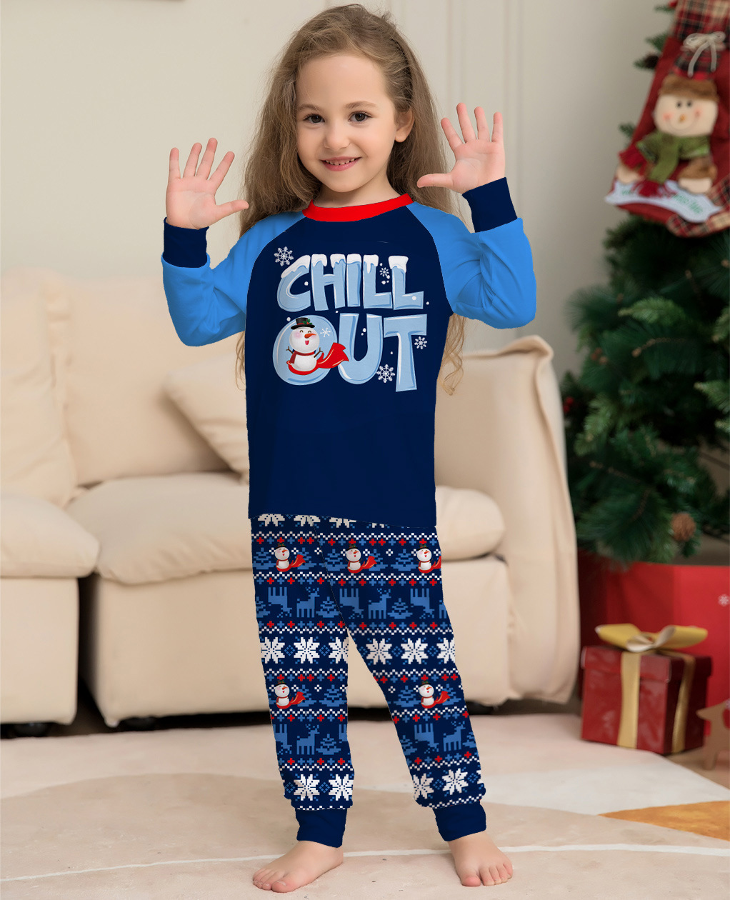 Matching Christmas Pajamas Letter Snowflake Print Long-sleeve Pajamas Sets