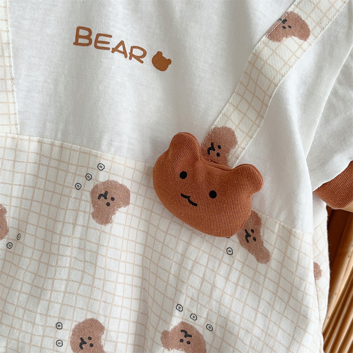 Cartoon Bear-themed Fake Two Piece Romper