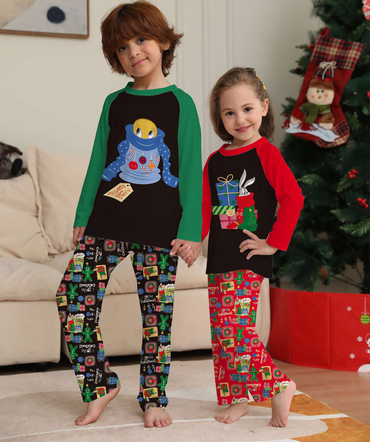 Matching Christmas Pajamas Lovely Cartoon Long-sleeve Pajamas Sets