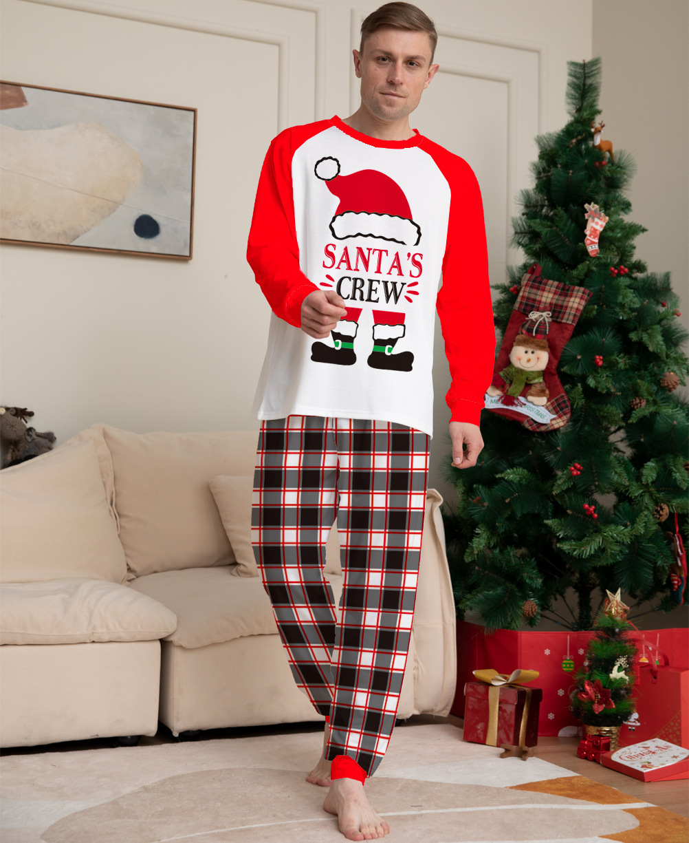 Matching Christmas Pajamas Plaid Letter Long-sleeve Pajamas Sets