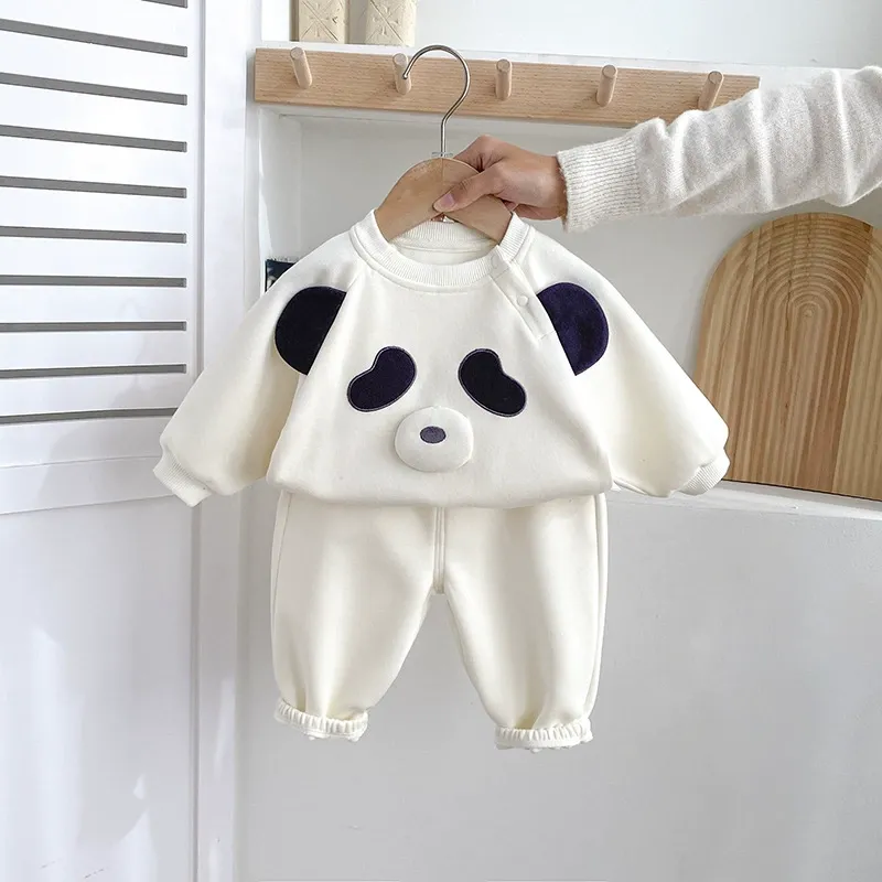 2pcs Panda-themed Sweatshirt and Pants Set