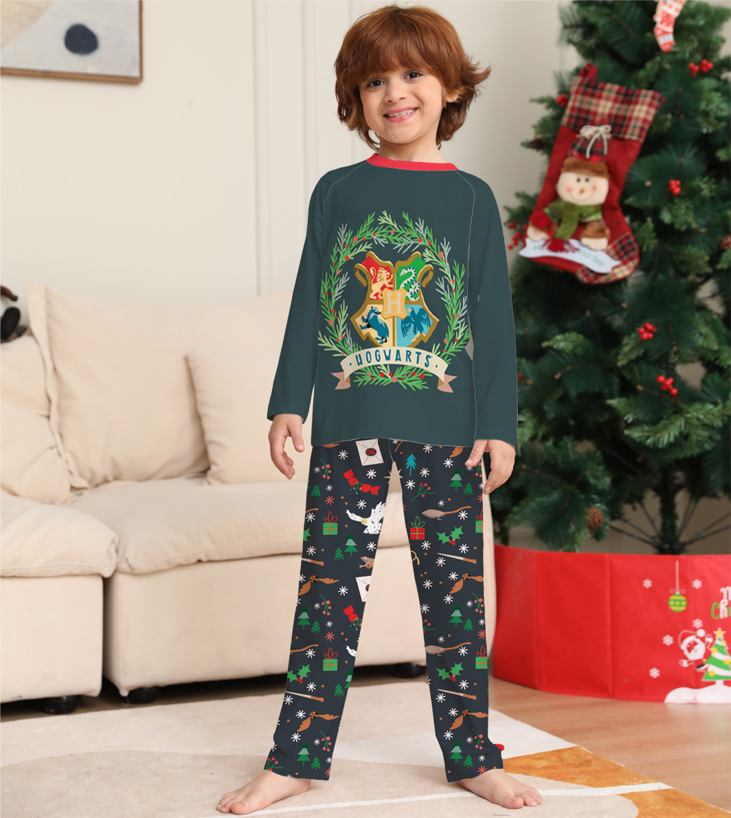 Matching Christmas Pajamas Hogwarts Long-sleeve Pajamas Sets